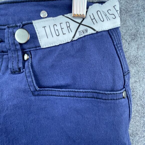 Tiger X Horse Denim Pants Mens 28 Blue Skinny Zip Ankle Flap Pocket Streetwear - Picture 3 of 10